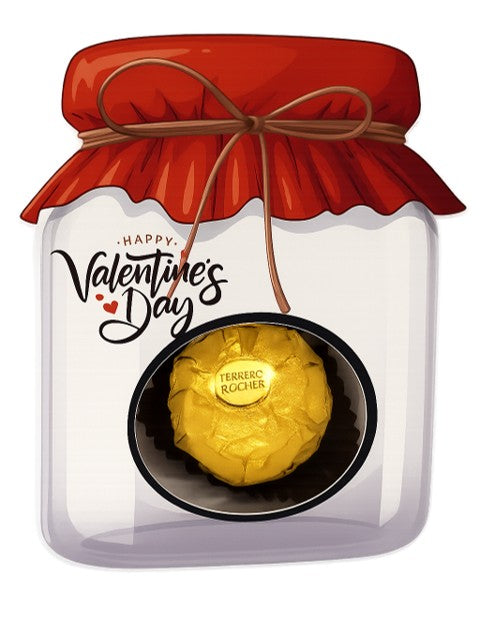 6 Bigliettini San Valentino a forma di barattolo con cioccolatino