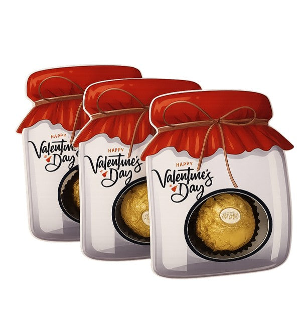 6 Bigliettini San Valentino a forma di barattolo con cioccolatino